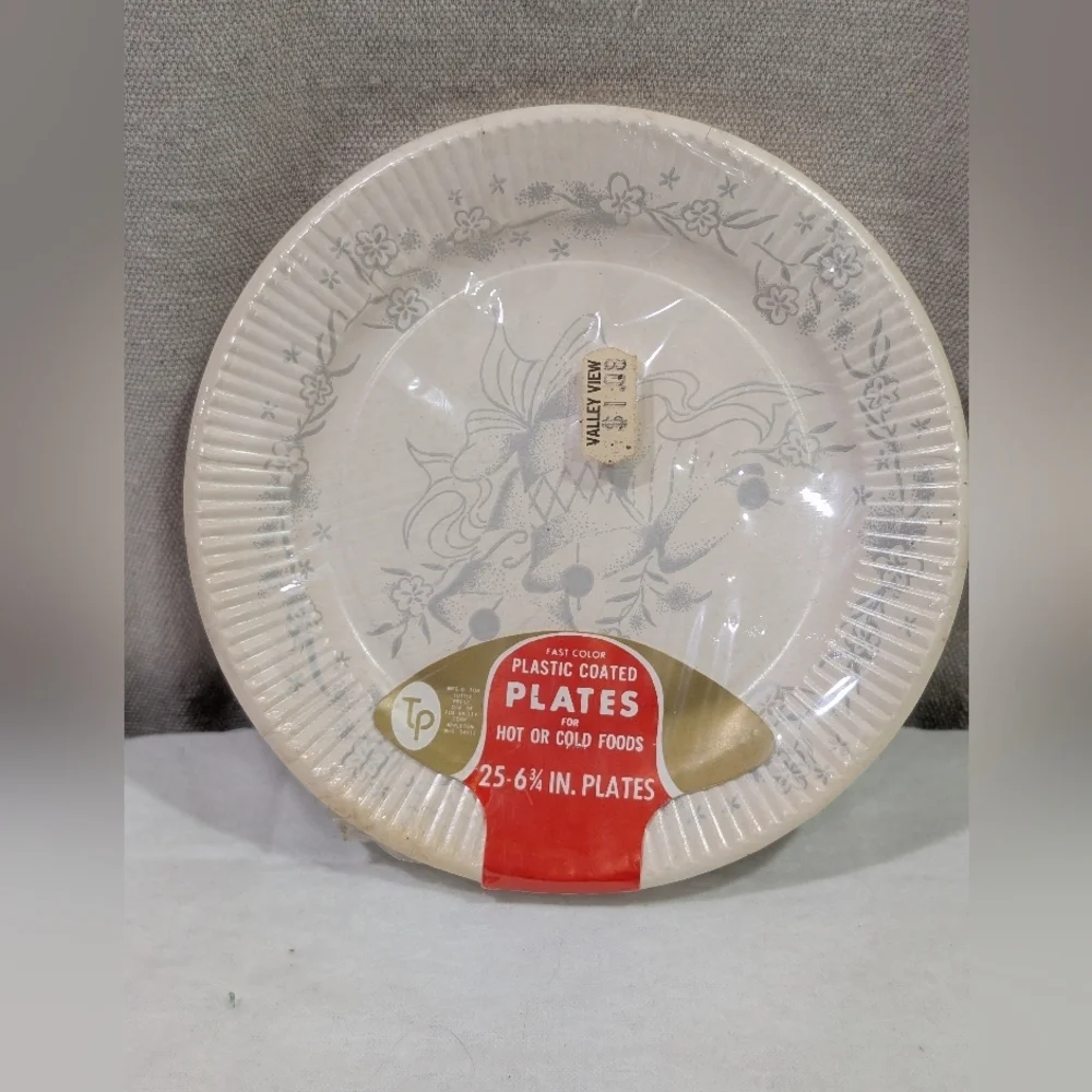 Vtg 1970's Sealed Tuttle Press Wedding Dessert Cake Plates White Silver Bells